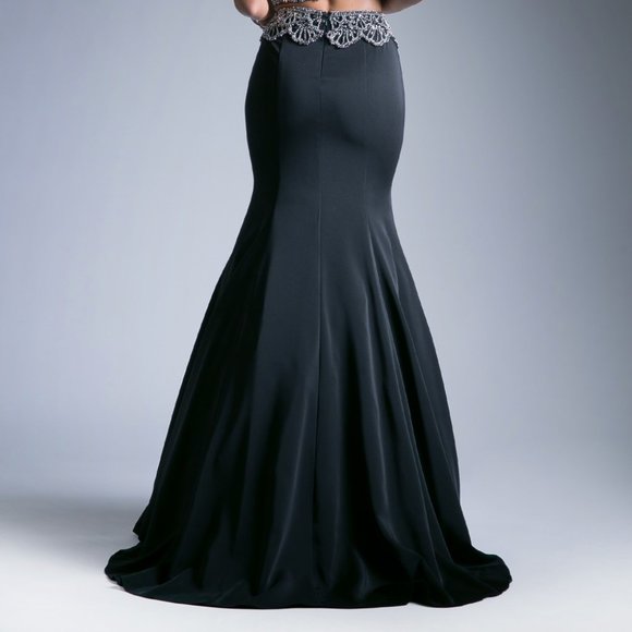 NEW LONG TWO PIECES MERMAID EMBROIDERED DRESS WITH CUTOUT ZIPPER BACK CD 11574 - Picture 8 of 8